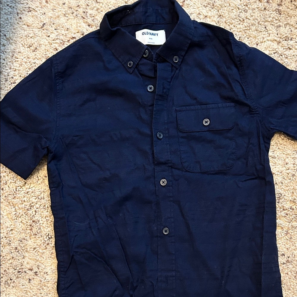 Boy’s Old Navy Dark Blue Button - Down Shirt, short sleeves, size M (8)